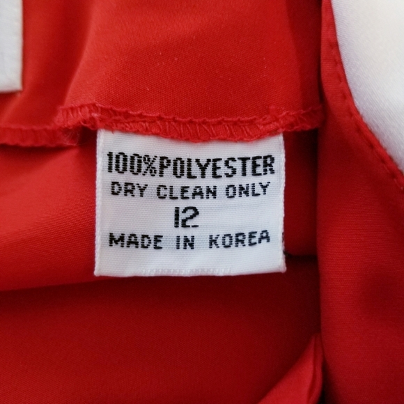 Vintage 80's 90's retro Albert Nipon red white secretary office party dress 12 - Picture 2 of 8